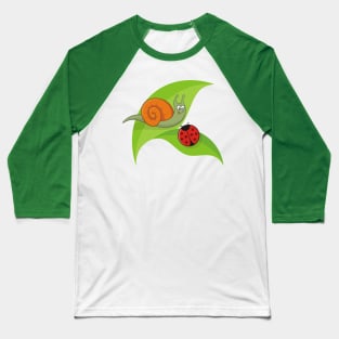 Snail with Ladybug Baseball T-Shirt